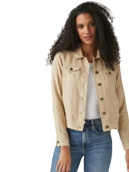Linen Jean Jacket Mom s the Word