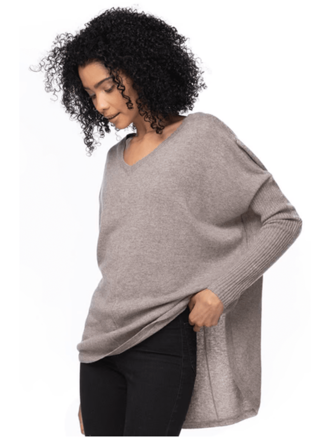 Washable Cashmere V-Neck Sweater Tops MOM fave XS/S Teak 