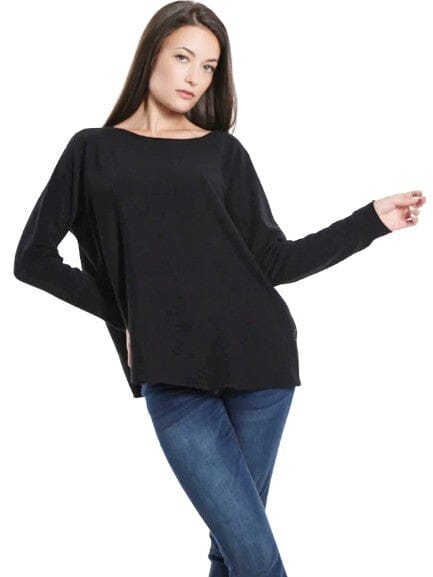 Lux Soft "Sweater" Made in Italy Tops mom fave One Size Fits Most Black 