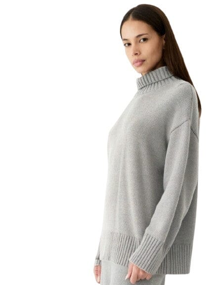 Chloe Cotton Turtleneck Sweater Tops mom fave S Heather Grey 