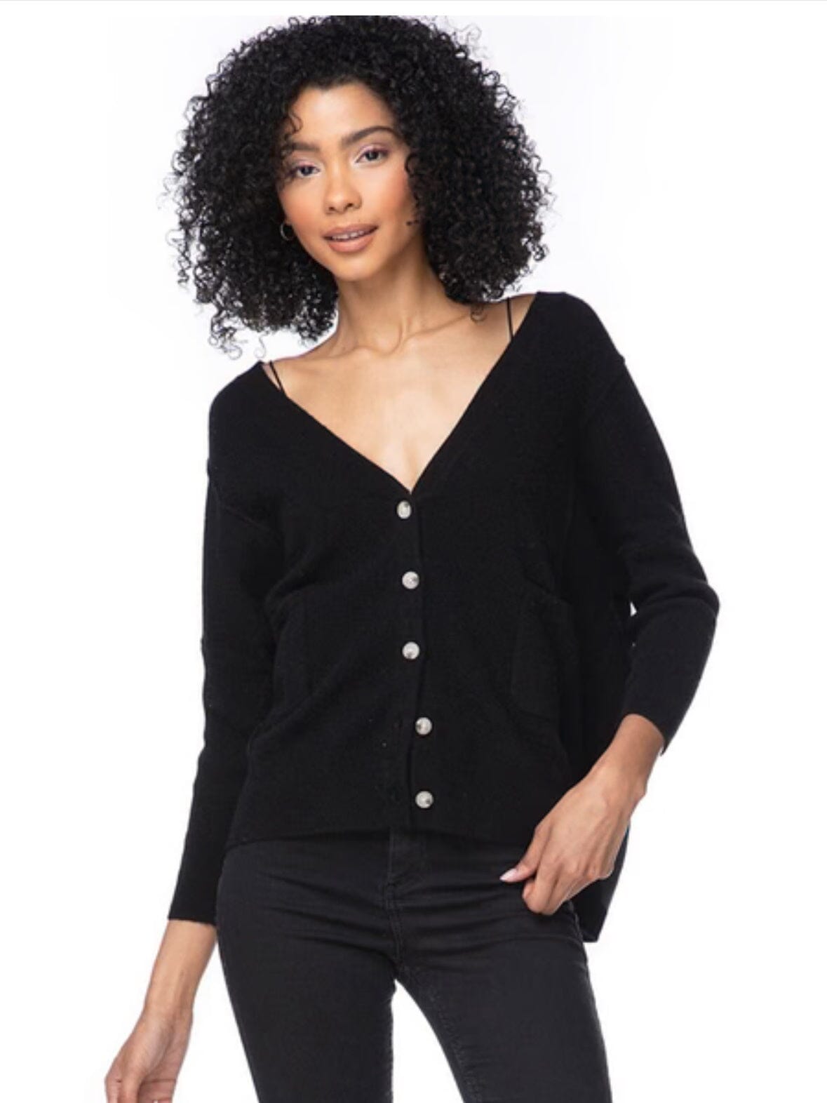 Cashmere Cardi with Pockets Tops MOM fave Black S/M 