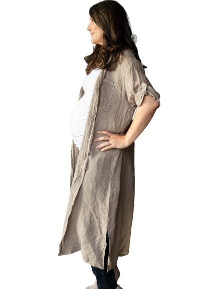 Linen Duster/Dress Tops mom fave One Size Taupe 