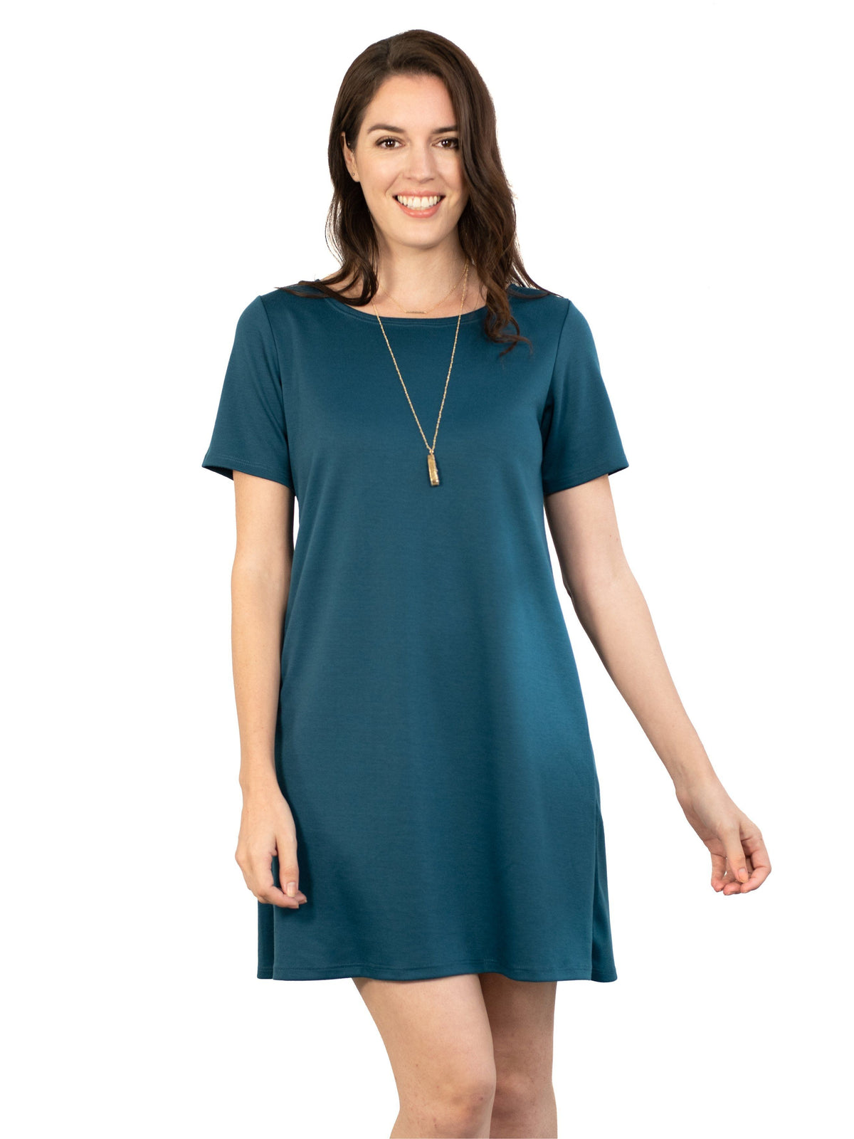 green not fitted maternity dress