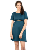 green not fitted maternity dress